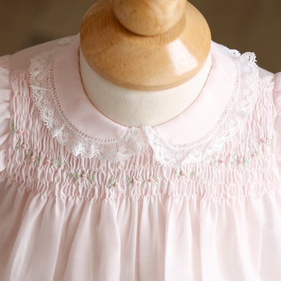 RARE UNIQUE Pink Smocked Dress Newborn Vintage Feltman Brothers Like New - Picture 6 of 7